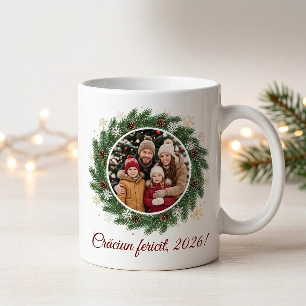 Cană cu poză personalizată, cadou de Crăciun